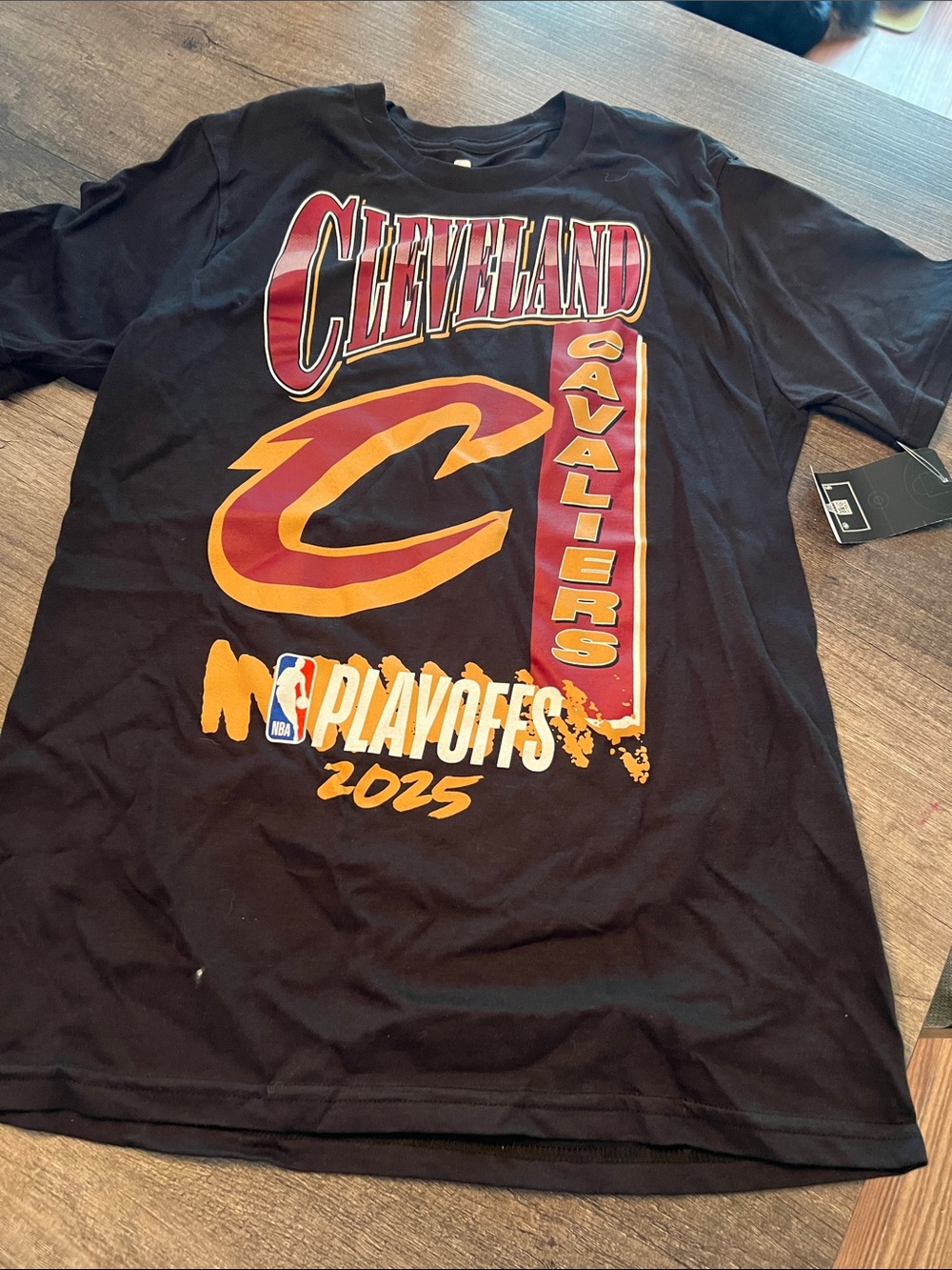 NBA Cleveland Cavs Black T-Shirt with Red & Blue Logo Tag